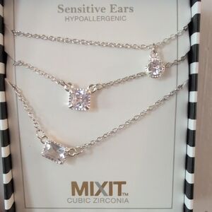 MIXIT Silver Tone Cubic Zirconia Necklace Set